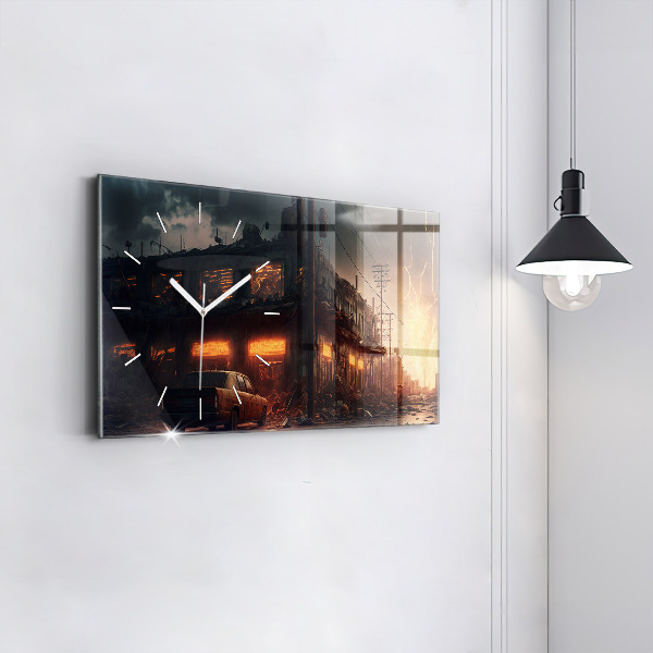 Ceas orizontale de perete din sticlă Clădire apocaliptică
