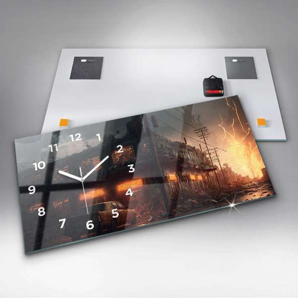 Ceas orizontale de perete din sticlă Clădire apocaliptică