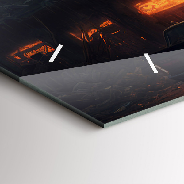 Ceas orizontale de perete din sticlă Clădire apocaliptică