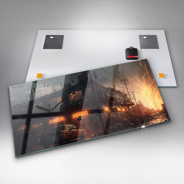 Ceas orizontale de perete din sticlă Clădire apocaliptică