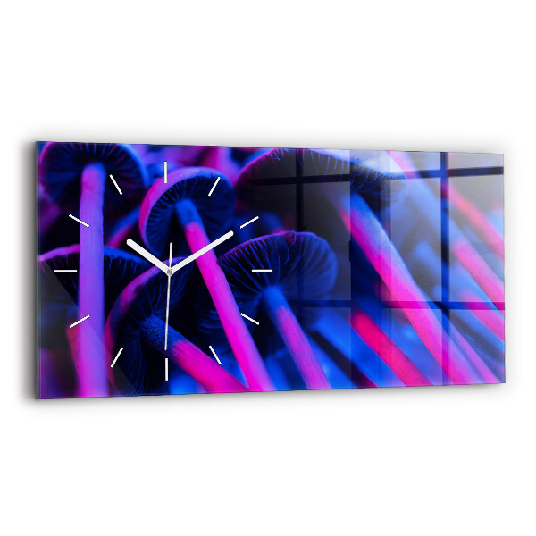 Ceas orizontale de perete din sticlă Ciuperci colorate magice