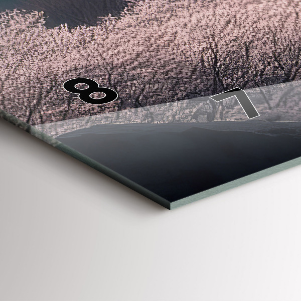 Ceas orizontale de perete din sticlă Turnul cu flori de cireș din Asia