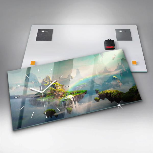 Ceas orizontale de perete din sticlă Scene fantastice în stil chinezesc