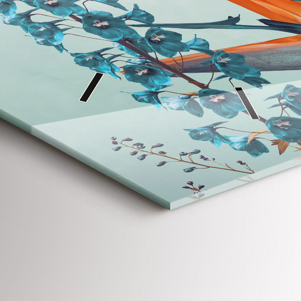 Ceas orizontale de perete din sticlă Femeie cu flori