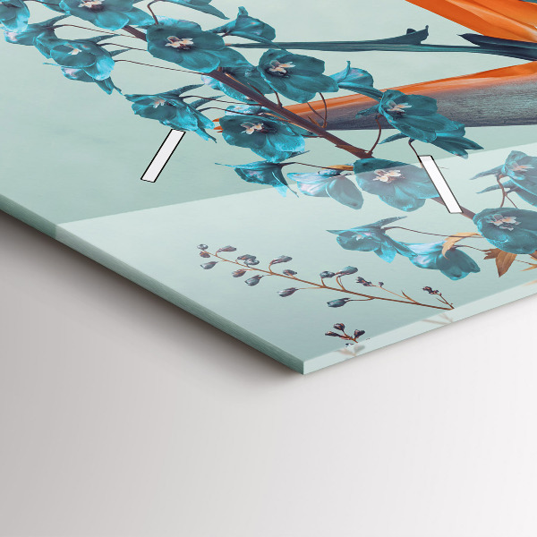 Ceas orizontale de perete din sticlă Femeie cu flori