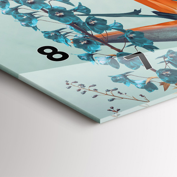 Ceas orizontale de perete din sticlă Femeie cu flori