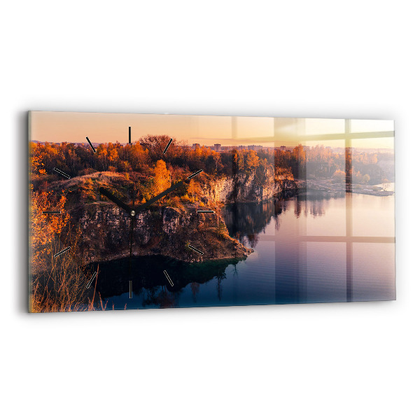 Ceas orizontale de perete din sticlă Cracovia, Lacul Zakrzówek, toamna