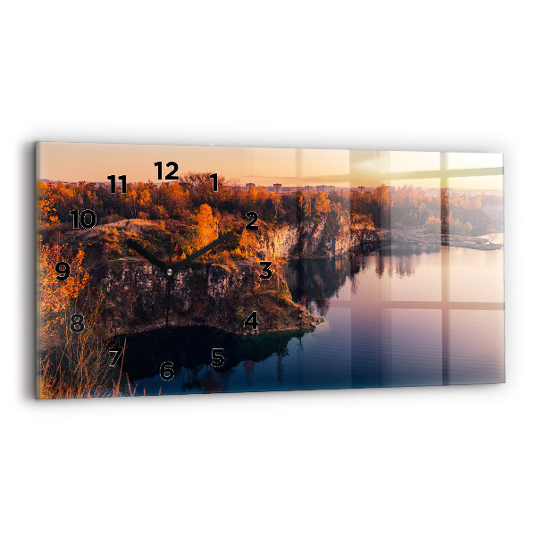 Ceas orizontale de perete din sticlă Cracovia, Lacul Zakrzówek, toamna
