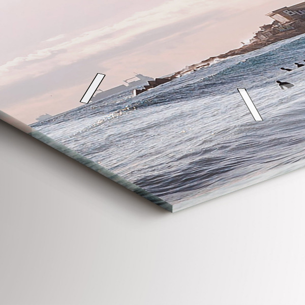 Ceas orizontale de perete din sticlă Barcelona Surfer