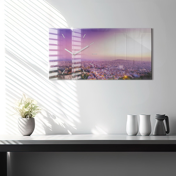 Ceas orizontale de perete din sticlă Barcelona Bunkers El Carmel