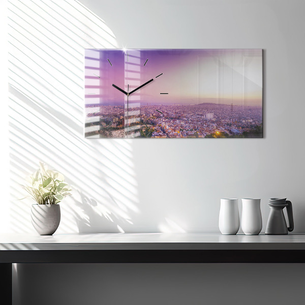 Ceas orizontale de perete din sticlă Barcelona Bunkers El Carmel