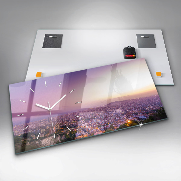 Ceas orizontale de perete din sticlă Barcelona Bunkers El Carmel