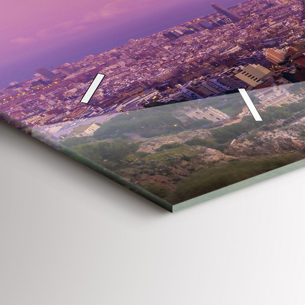 Ceas orizontale de perete din sticlă Barcelona Bunkers El Carmel