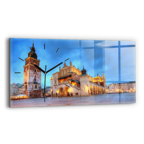 Ceas orizontale de perete din sticlă Piața principală din Cracovia