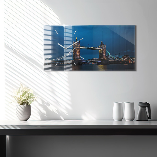 Ceas orizontale de perete din sticlă Tower Bridge Londra noaptea