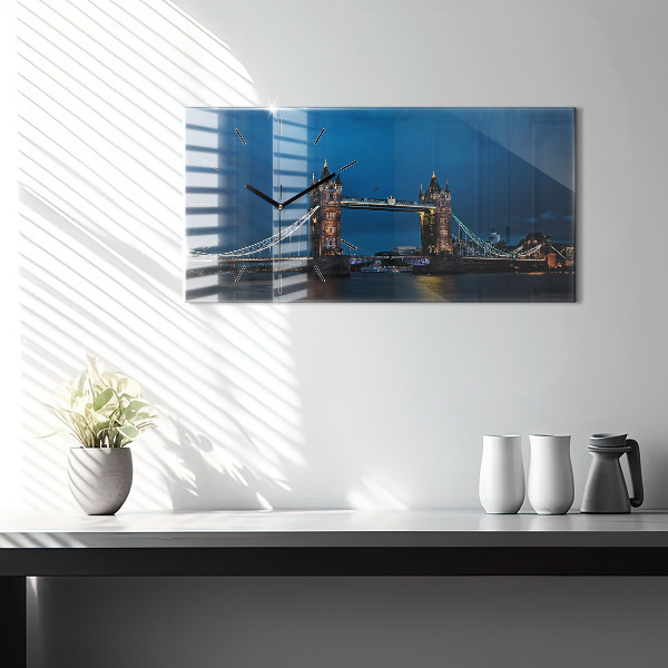 Ceas orizontale de perete din sticlă Tower Bridge Londra noaptea