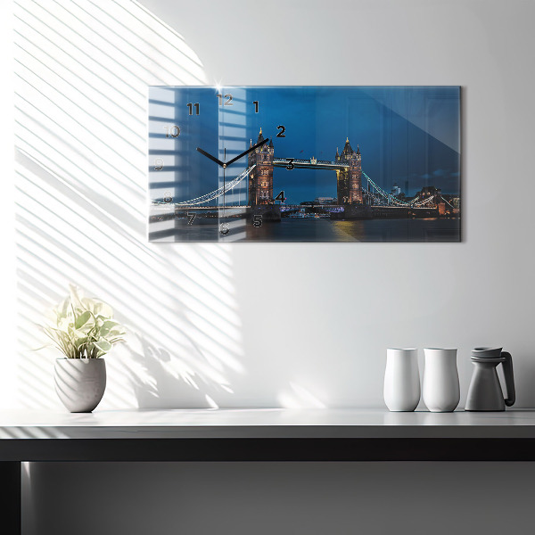 Ceas orizontale de perete din sticlă Tower Bridge Londra noaptea