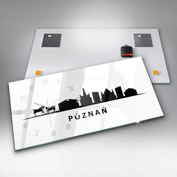 Ceas orizontale de perete din sticlă Grafică panoramică Poznań