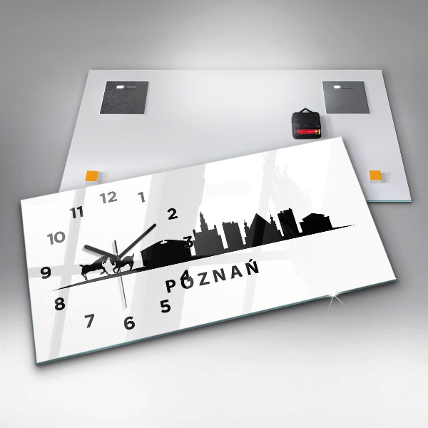 Ceas orizontale de perete din sticlă Grafică panoramică Poznań