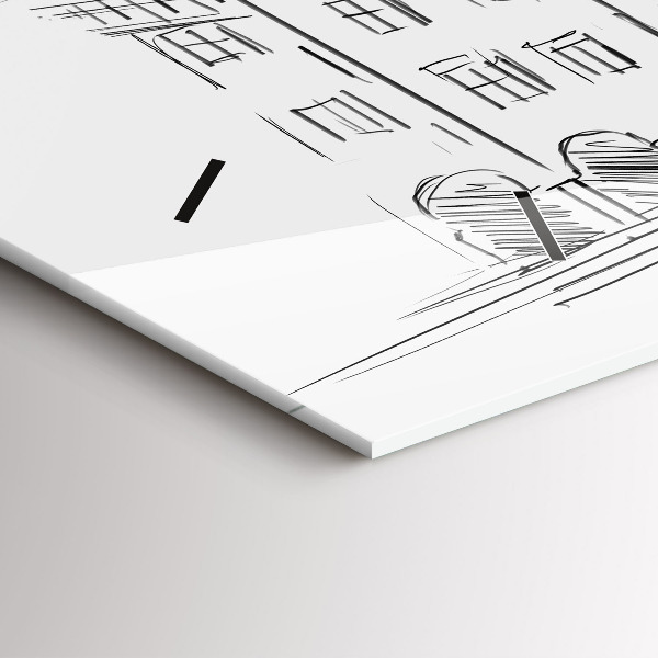 Ceas orizontale de perete din sticlă Schiță a orașului vechi Poznań