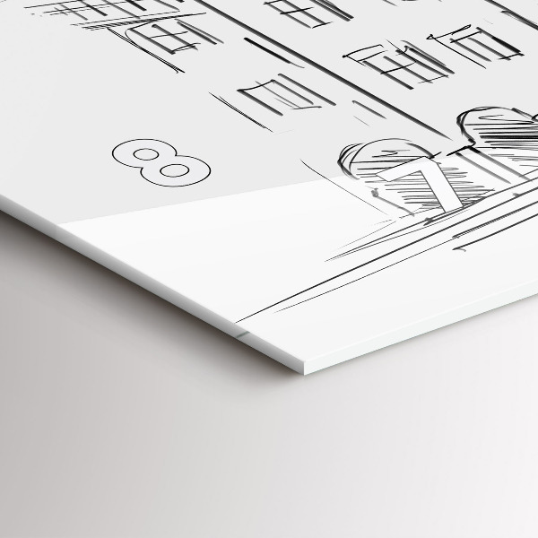 Ceas orizontale de perete din sticlă Schiță a orașului vechi Poznań