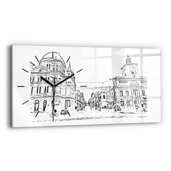 Ceas orizontale de perete din sticlă Ilustrația orașului Poznań