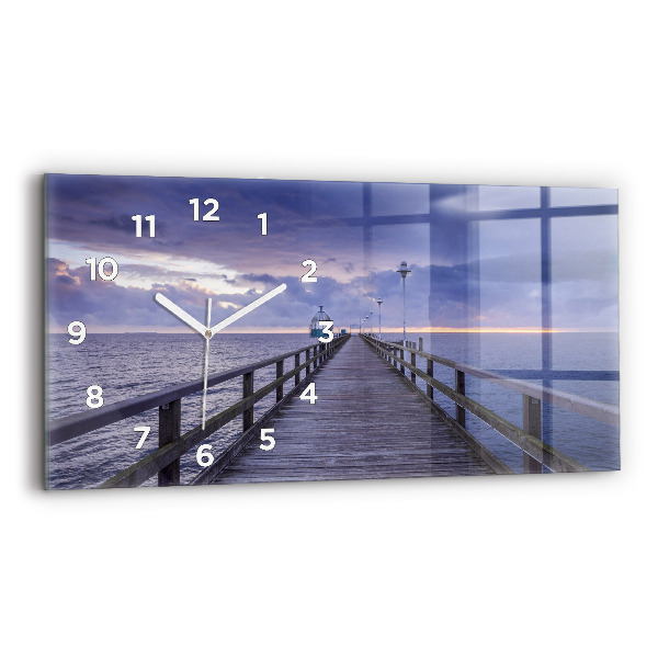 Ceas orizontale de perete din sticlă Pier pe Marea Baltică
