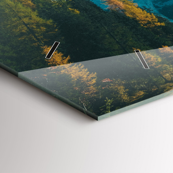 Ceas orizontale de perete din sticlă Munte și râu în Polonia