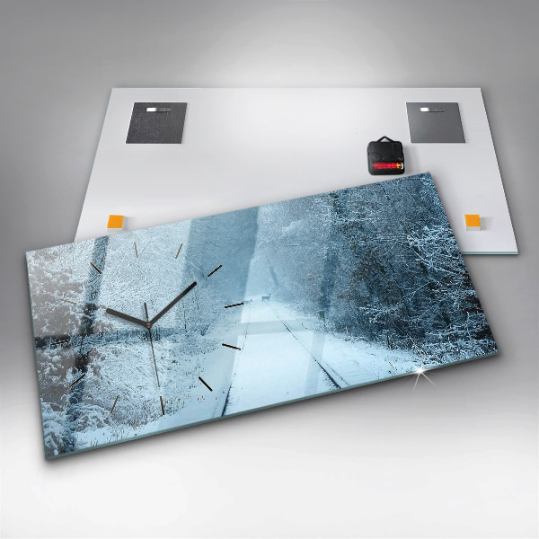 Ceas orizontale de perete din sticlă Căprioare pe șine