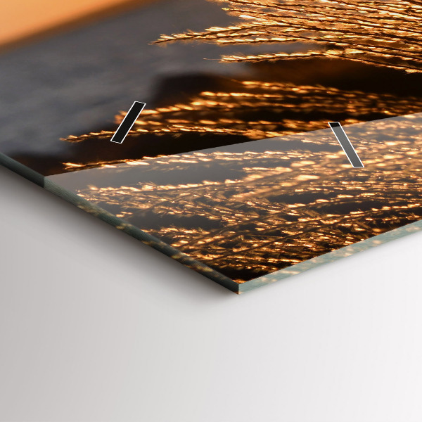 Ceas orizontale de perete din sticlă Grâu În Ora de Aur