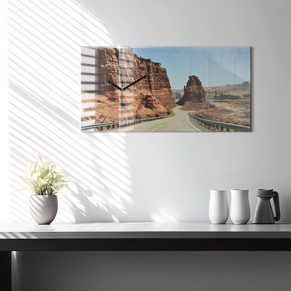 Ceas orizontale de perete din sticlă Route 66 în SUA