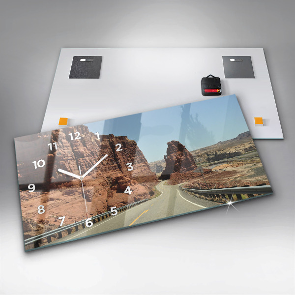 Ceas orizontale de perete din sticlă Route 66 în SUA