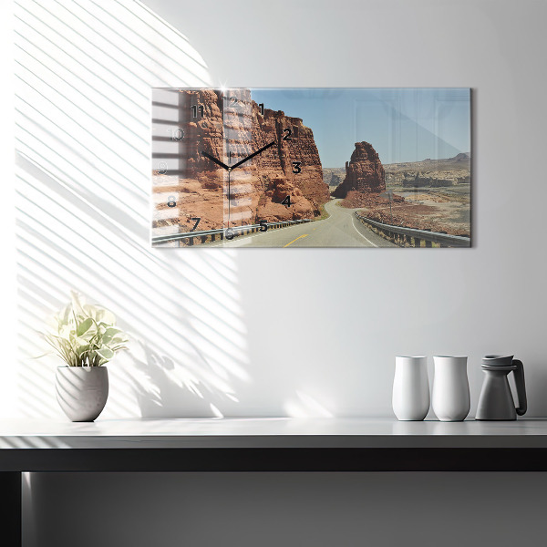 Ceas orizontale de perete din sticlă Route 66 în SUA