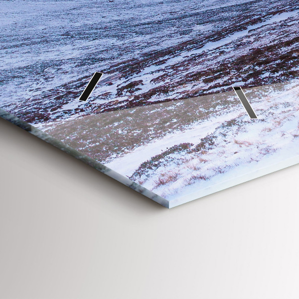 Ceas orizontale de perete din sticlă Cabană la munte