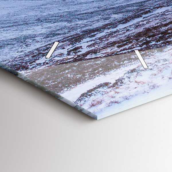 Ceas orizontale de perete din sticlă Cabană la munte