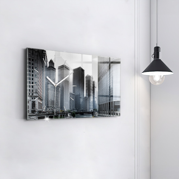 Ceas orizontale de perete din sticlă Łódź cu o panoramă a orașului