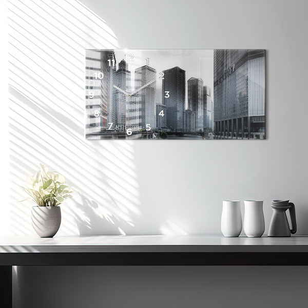 Ceas orizontale de perete din sticlă Łódź cu o panoramă a orașului