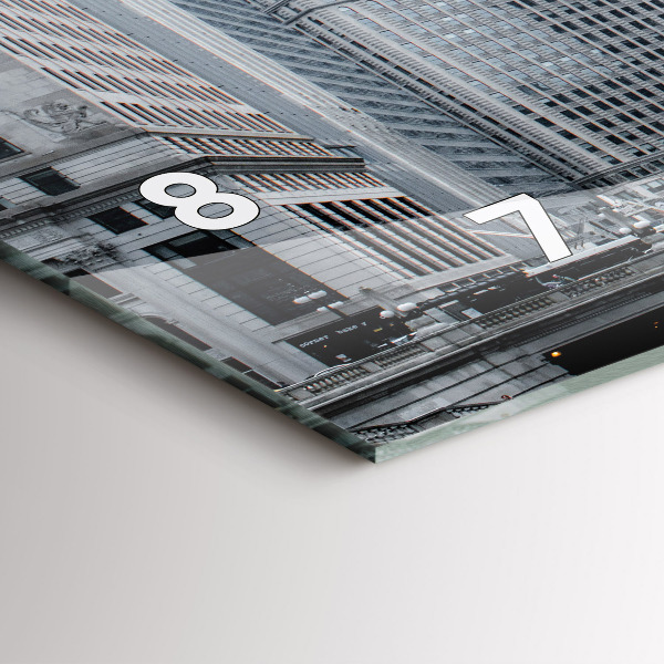 Ceas orizontale de perete din sticlă Łódź cu o panoramă a orașului