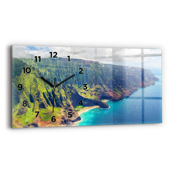 Ceas orizontale de perete din sticlă Marea în Hawaii