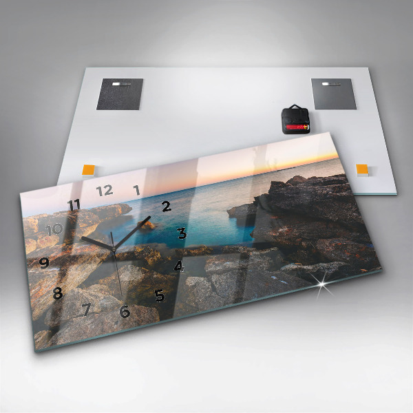 Ceas orizontale de perete din sticlă Peisaj maritim