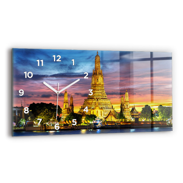 Ceas orizontale de perete din sticlă Templul din Bangkok