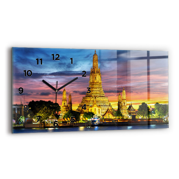 Ceas orizontale de perete din sticlă Templul din Bangkok