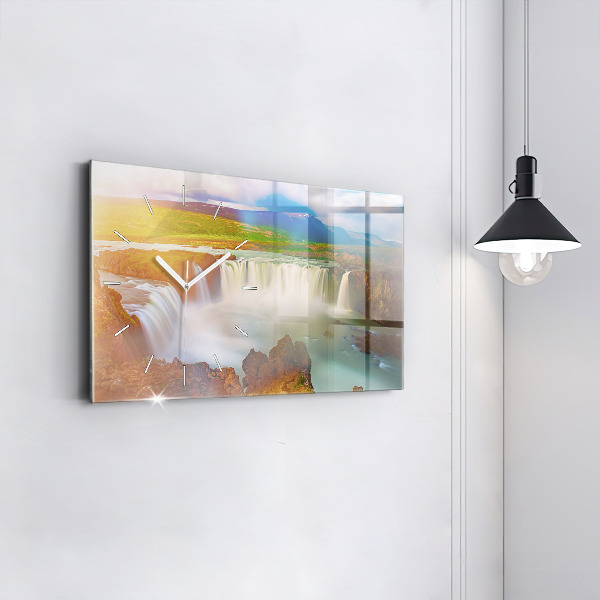 Ceas orizontale de perete din sticlă Godafoss în Islanda