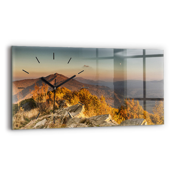 Ceas orizontale de perete din sticlă Munții Bieszczady