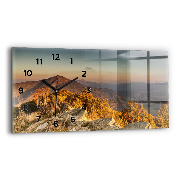 Ceas orizontale de perete din sticlă Munții Bieszczady