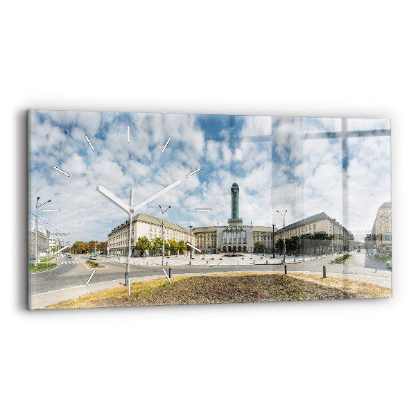 Ceas orizontale de perete din sticlă Panorama orasului Ostrava