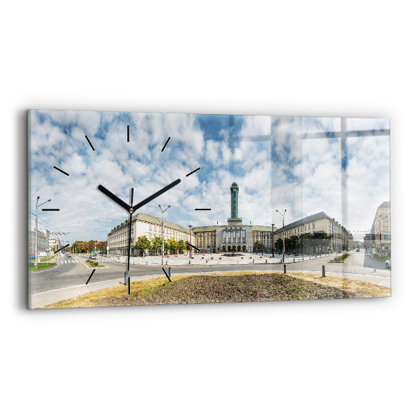 Ceas orizontale de perete din sticlă Panorama orasului Ostrava