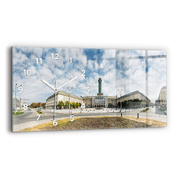 Ceas orizontale de perete din sticlă Panorama orasului Ostrava