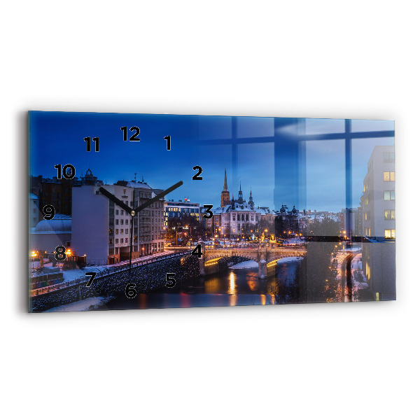 Ceas orizontale de perete din sticlă Panorama orasului Plzen