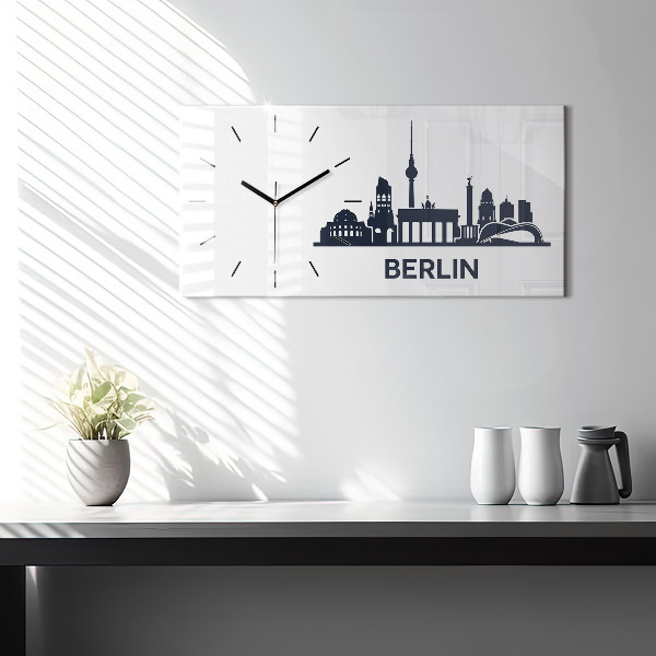 Ceas orizontale de perete din sticlă Ilustrația orașului Berlin
